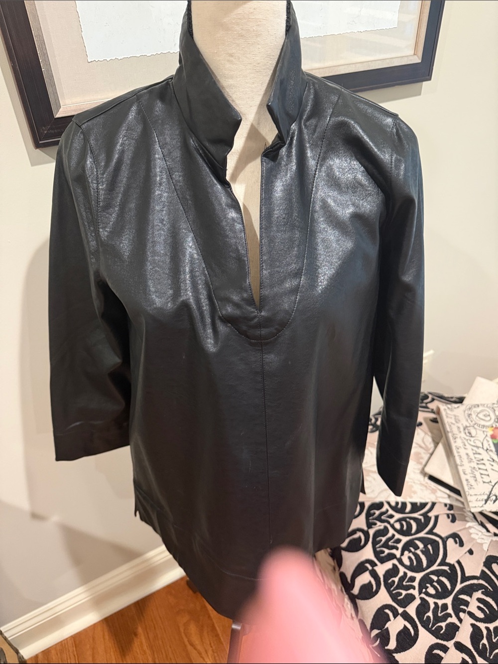 Tuckernuck Black Faux Leather V-Neck Tunic